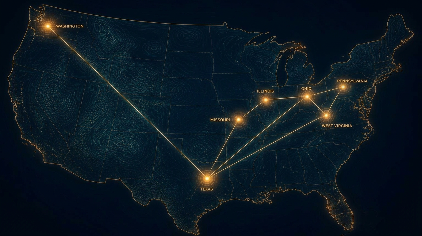 Map of Next Revolution data center development locations across the United States